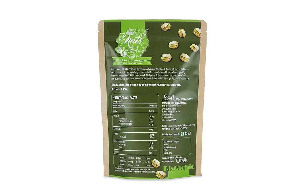 Nuts Over U Pistachios    Pack  500 grams